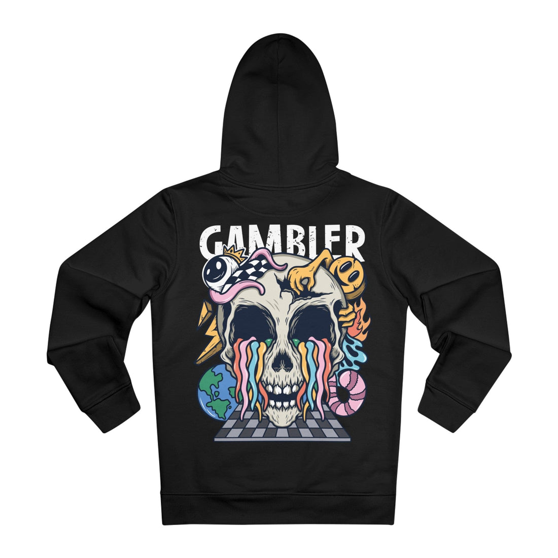 Printify Hoodie Black / 2XL Gambler Skull - Streetwear - I´m Fine - Hoodie - Back Design