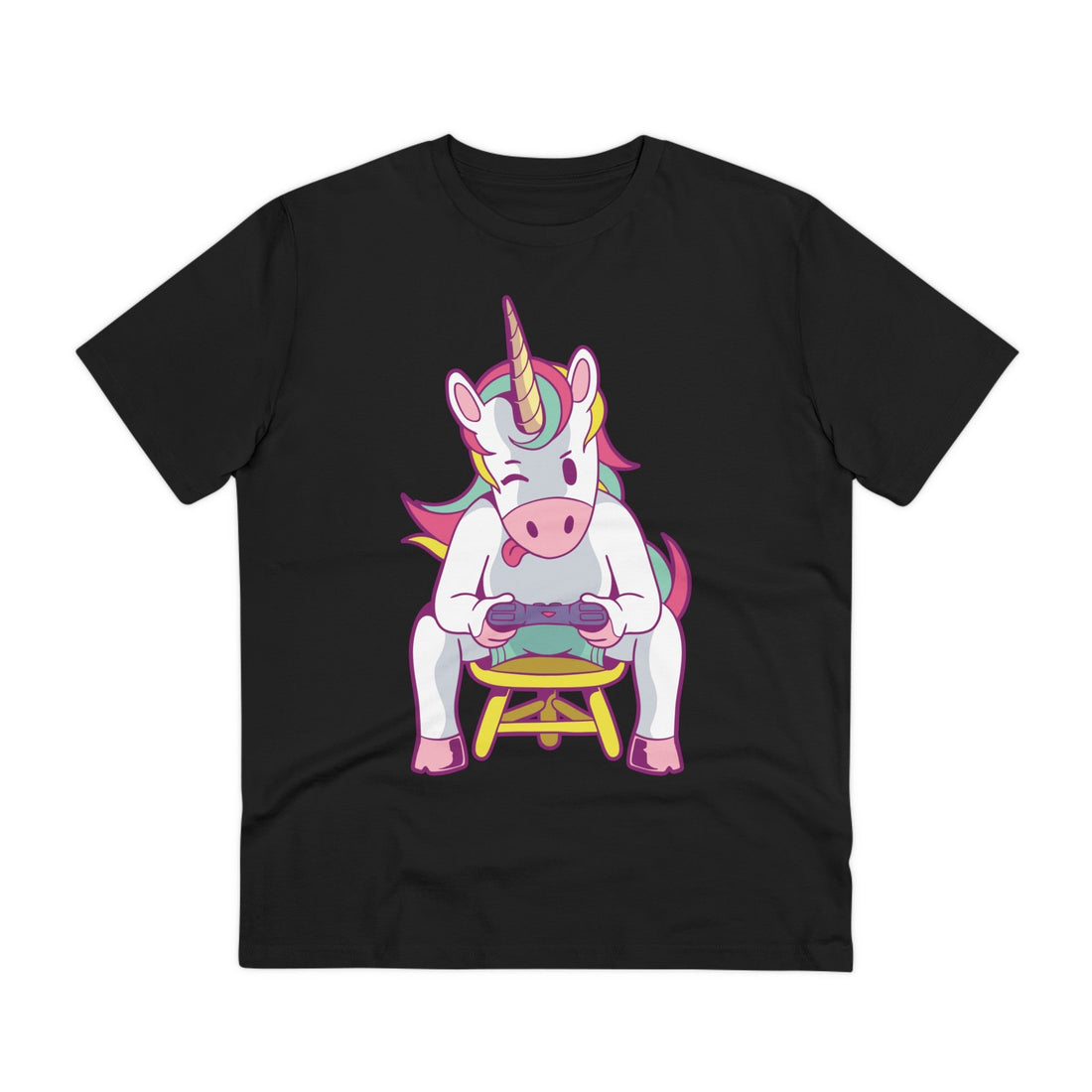 Printify T-Shirt Black / 2XS Gamer Unicorn - Unicorn World - Front Design