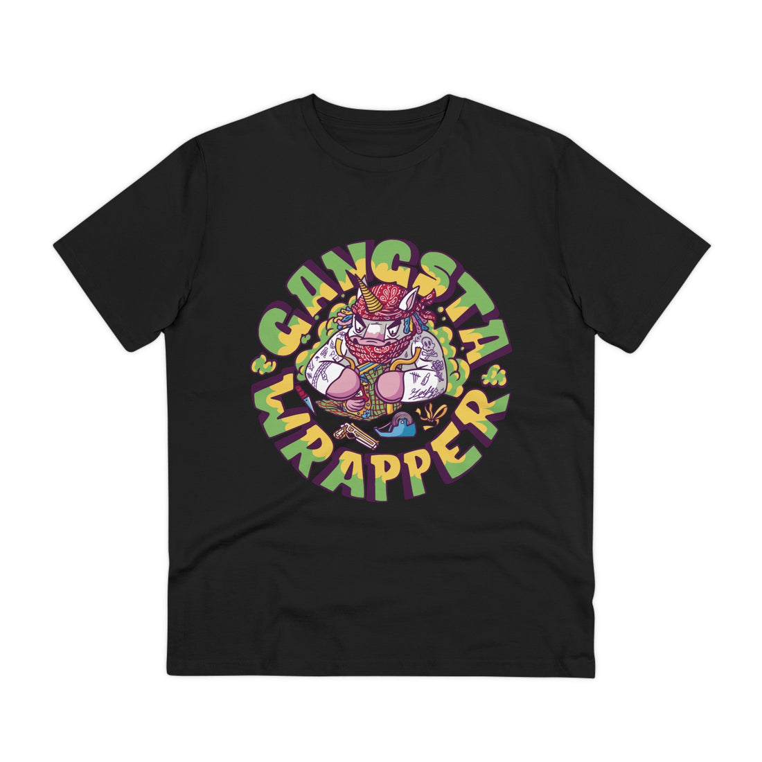 Printify T-Shirt Black / 2XS Gangsta Wrapper Einhorn - Unicorn World - Front Design