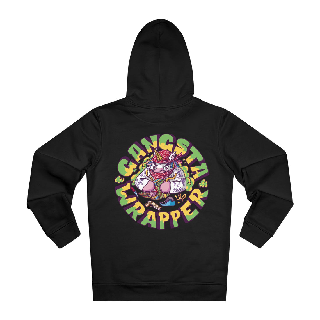 Printify Hoodie Black / 2XL Gangsta Wrapper Einhorn - Unicorn World - Hoodie - Back Design