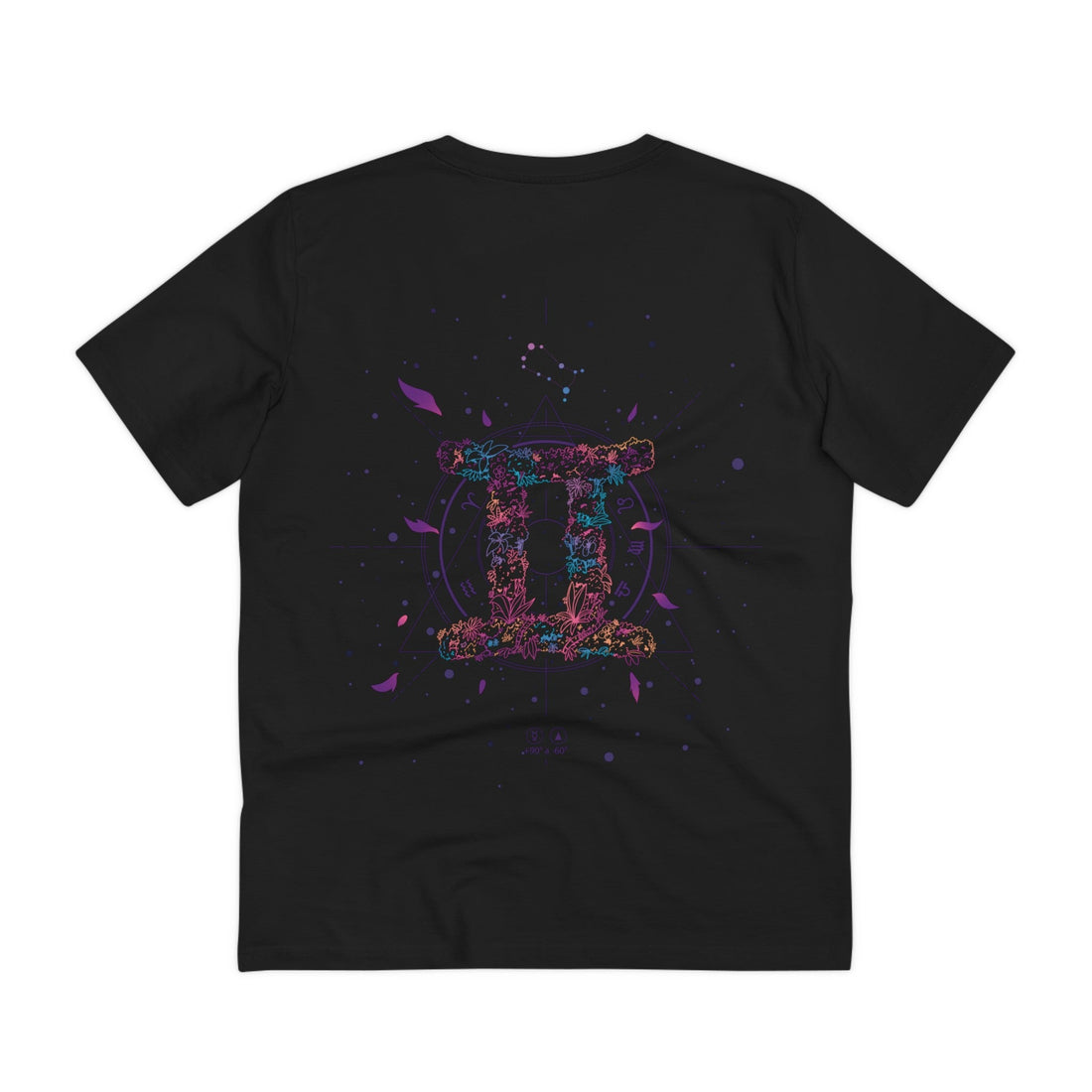 Printify T-Shirt Black / 2XS Gemeni Zodiac - Floral Zodiac Signs - Back Design