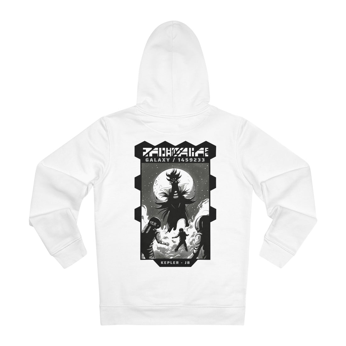 Printify Hoodie White / S Giant Alien and Astronauts - Astronauts in Space - Hoodie - Back Design