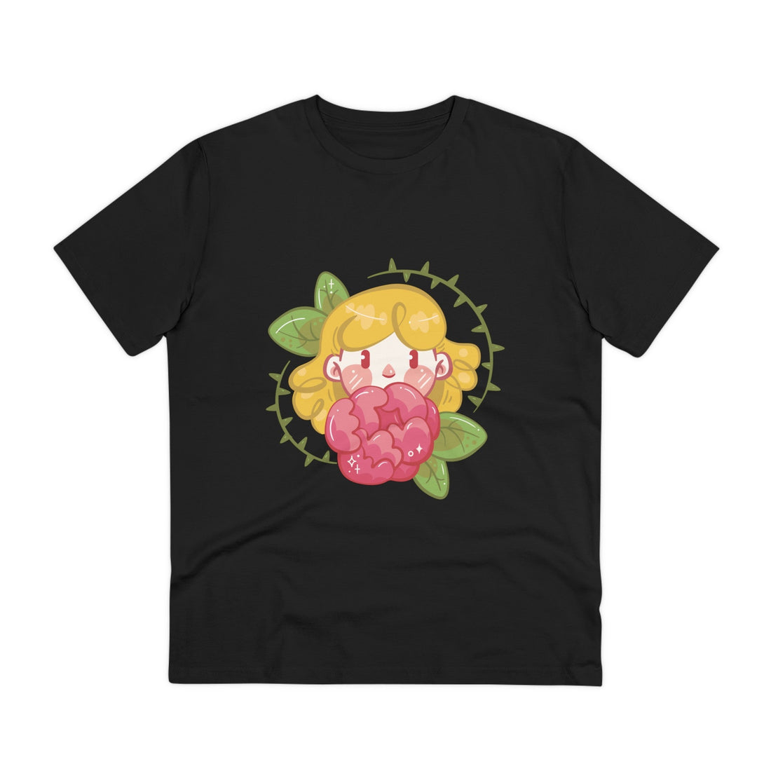 Printify T-Shirt Black / 2XS Girl with Flower - Floral Children - Front Design