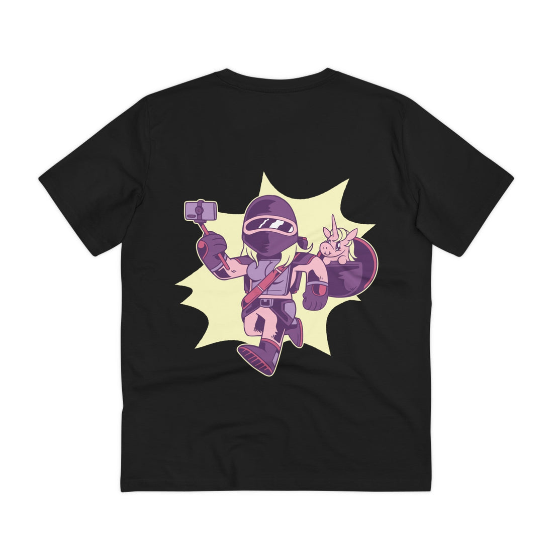 Printify T-Shirt Black / 2XS Girllorian with Unicorn - Unicorn World - Back Design