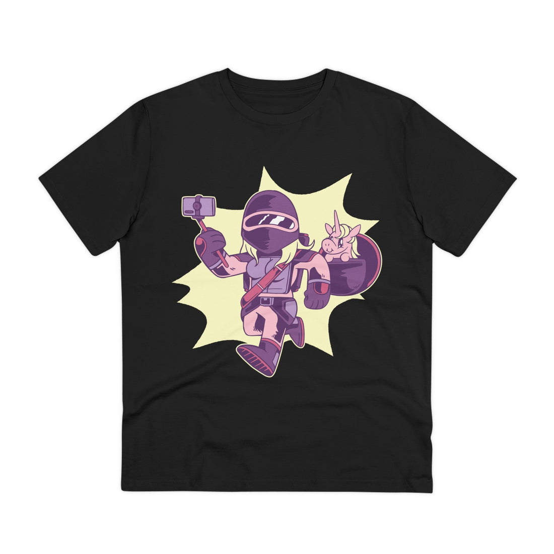Printify T-Shirt Black / 2XS Girllorian with Unicorn - Unicorn World - Front Design