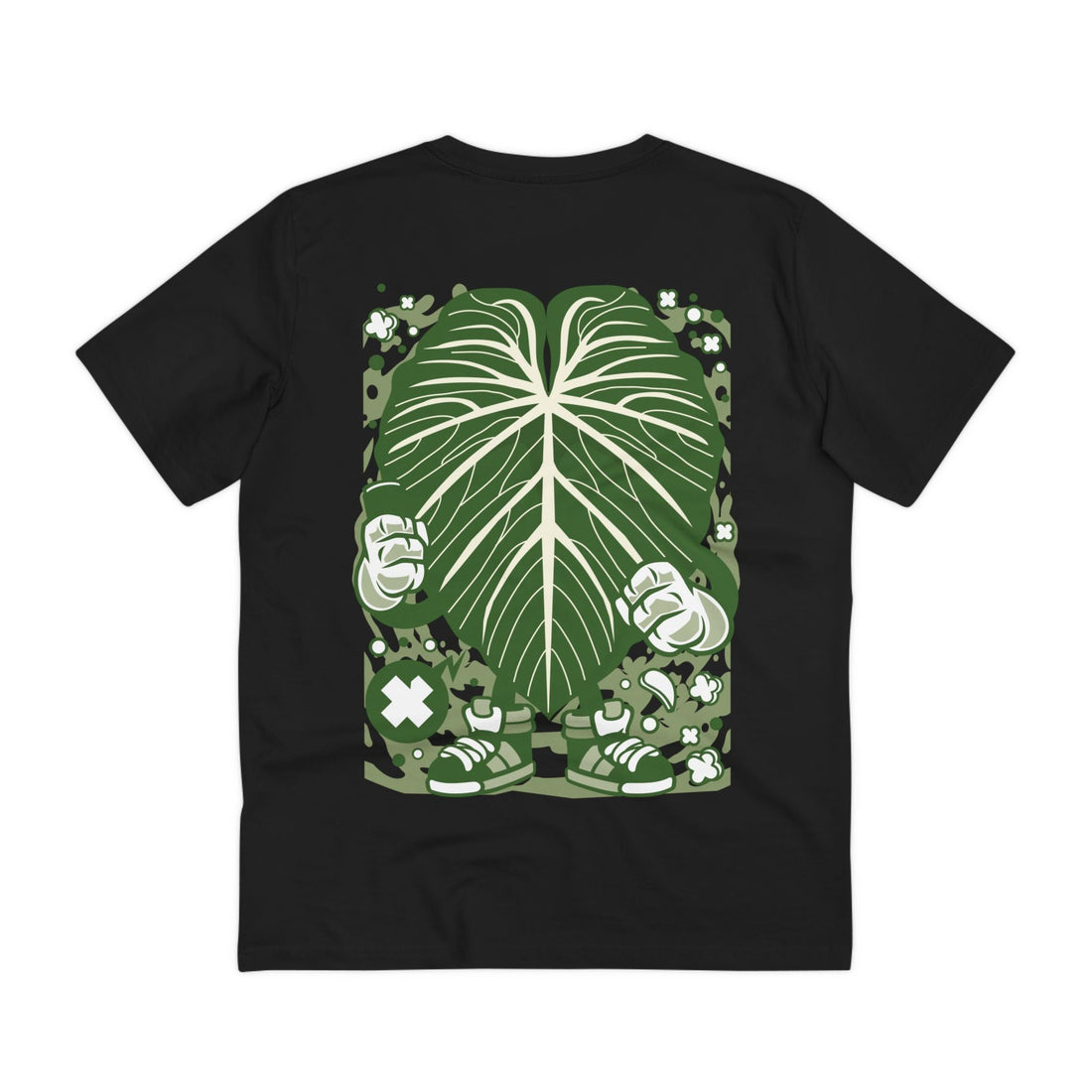 Printify T-Shirt Black / 2XS Gloriosum White Veins - Cartoon Plants - Back Design