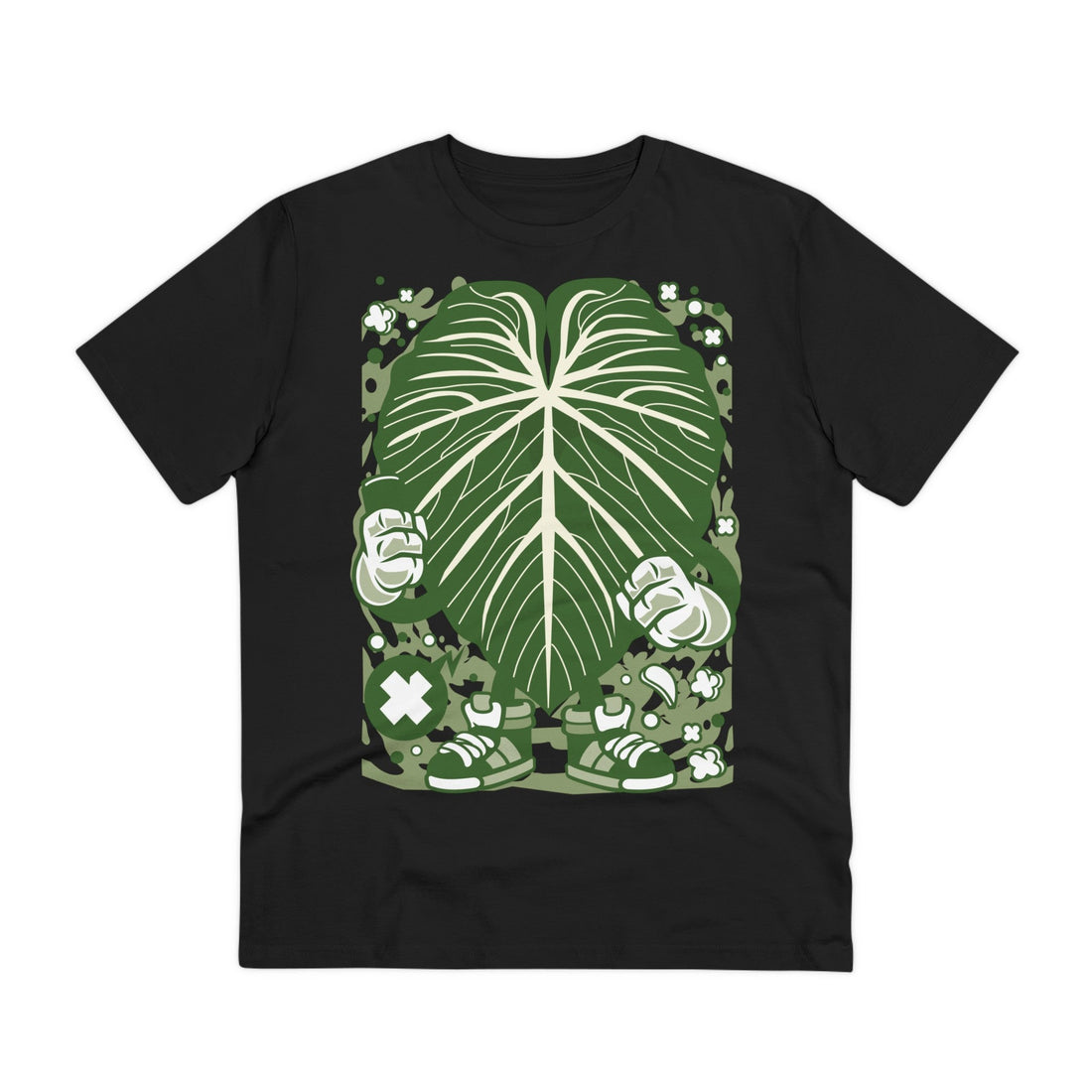 Printify T-Shirt Black / 2XS Gloriosum White Veins - Cartoon Plants - Front Design