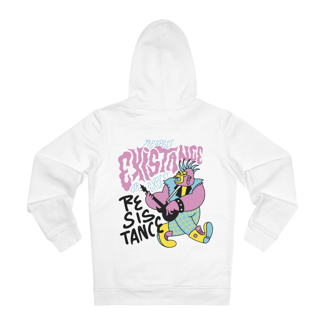 Printify Hoodie White / S Gorilla Respect existance or expect resistance - Punk Animals - Hoodie - Back Design