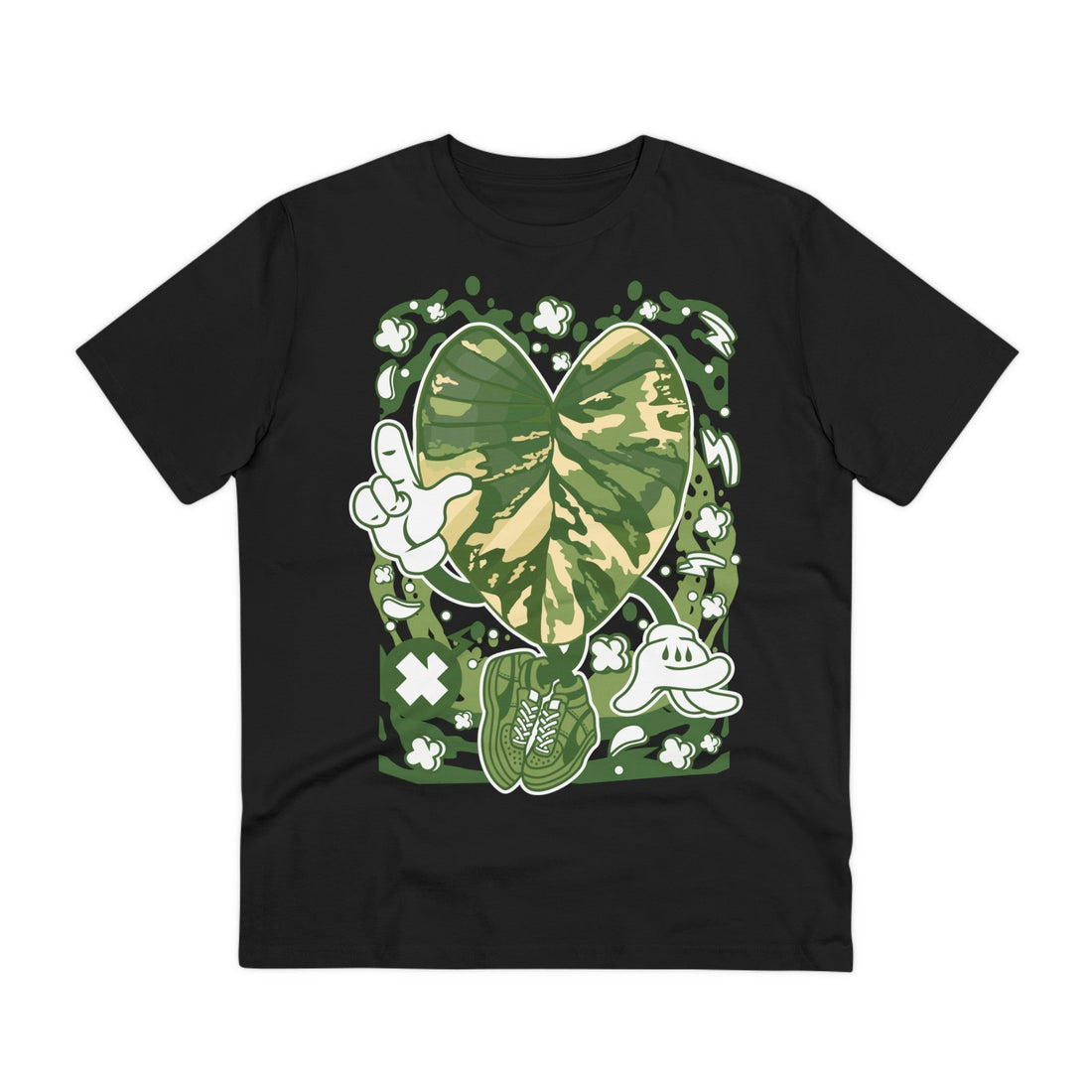 Printify T-Shirt Black / 2XS Homalomena Rubescens - Cartoon Plants - Front Design