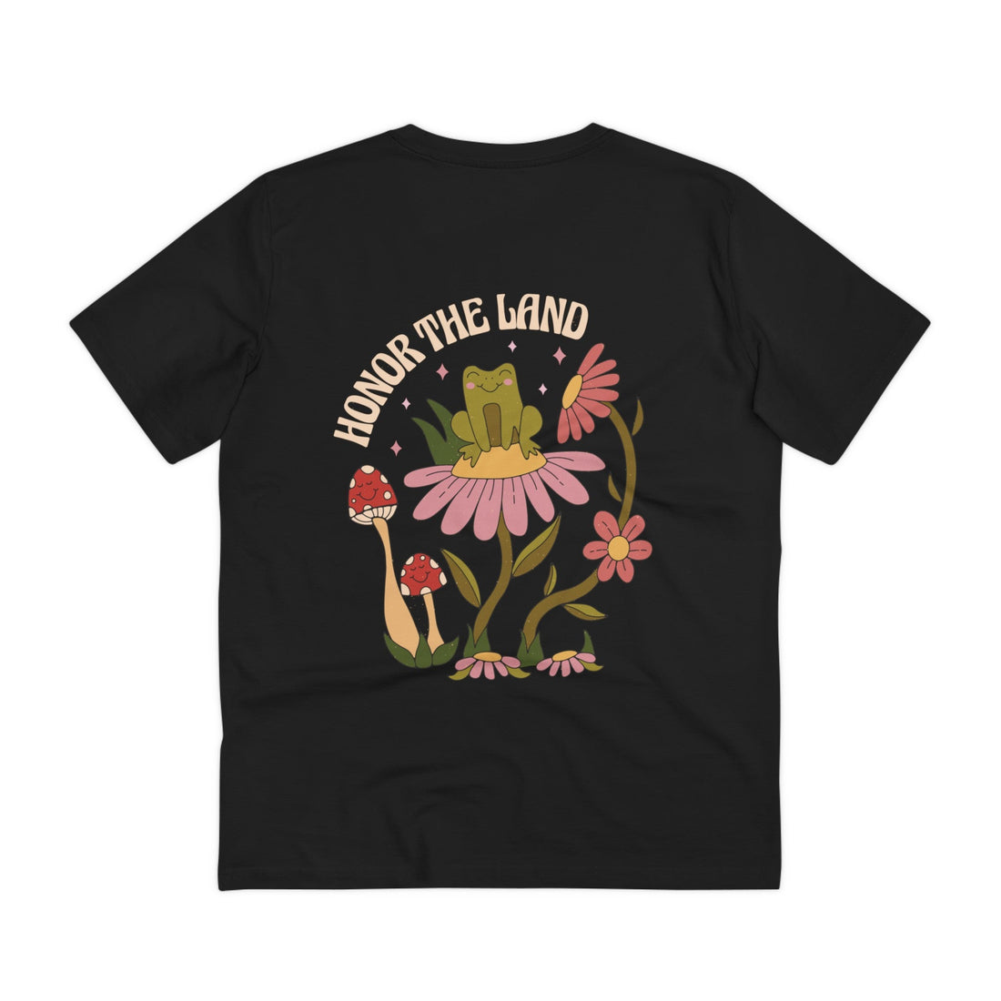 Printify T-Shirt Black / 2XS Honor the Land - Hippie Retro - Back Design