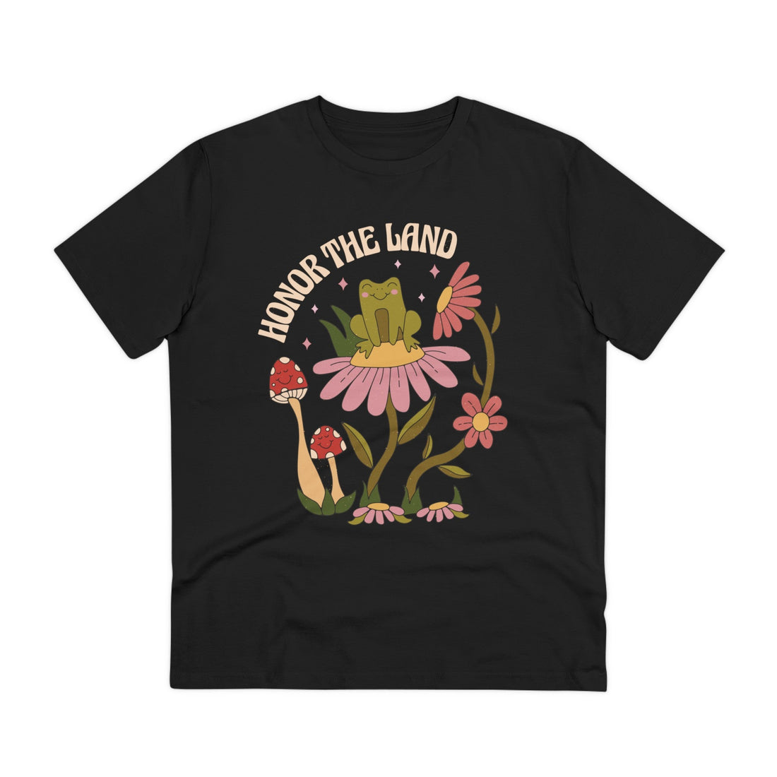 Printify T-Shirt Black / 2XS Honor the Land - Hippie Retro - Front Design