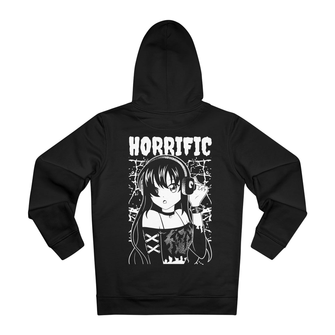 Printify Hoodie Black / M Horrific Dark Anime Girl - Anime World - Hoodie - Back Design