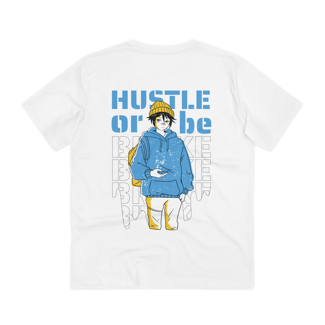 Printify T-Shirt White / 2XS Hustle or be broke - Anime World - Back Design