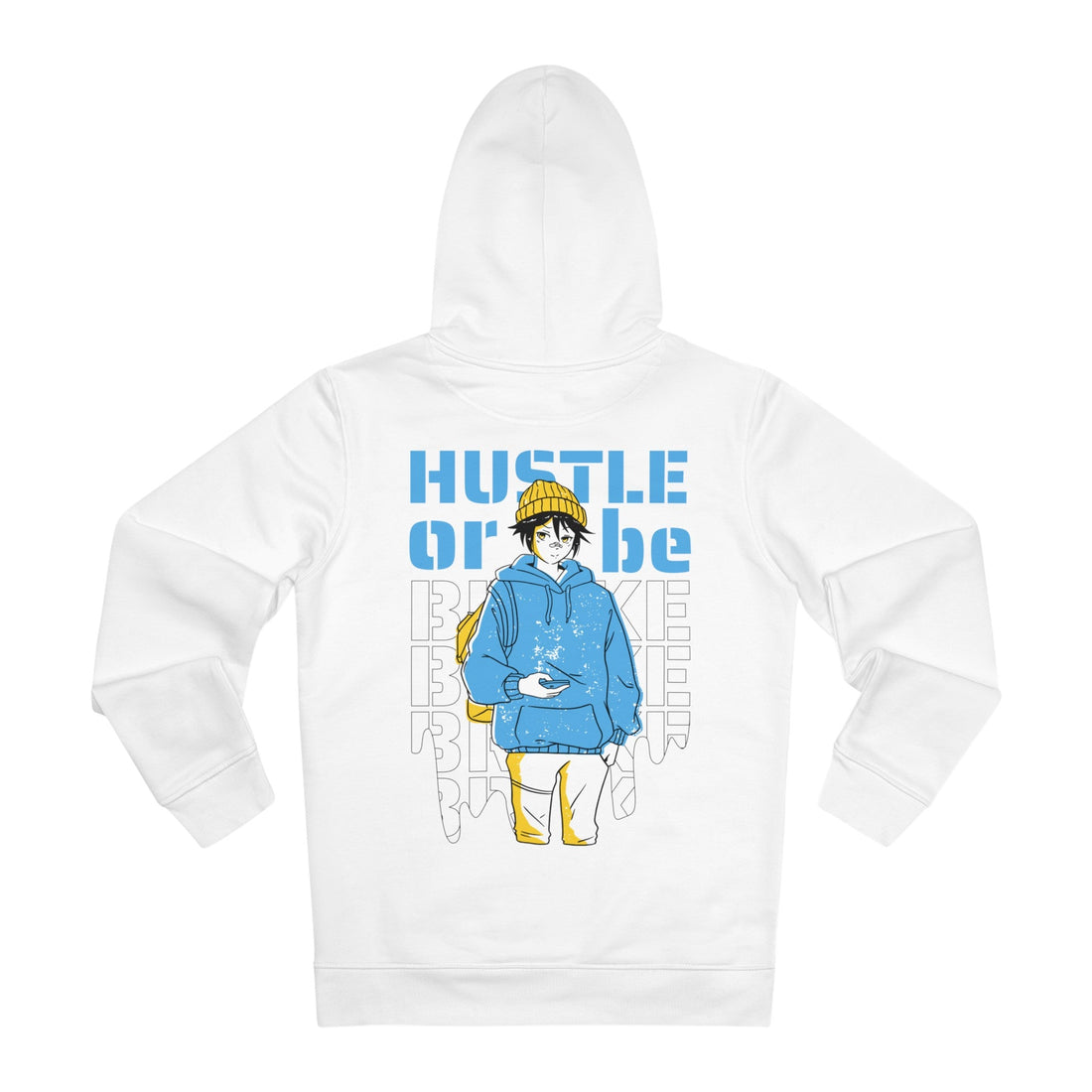 Printify Hoodie White / S Hustle or be broke - Anime World - Hoodie - Back Design