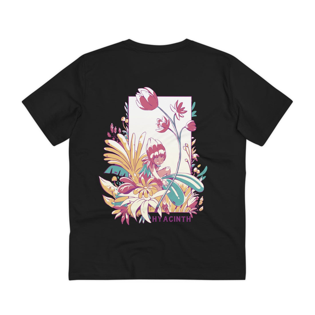 Printify T-Shirt Black / 2XS Hyacinth - Flowers with Fairies - Back Design