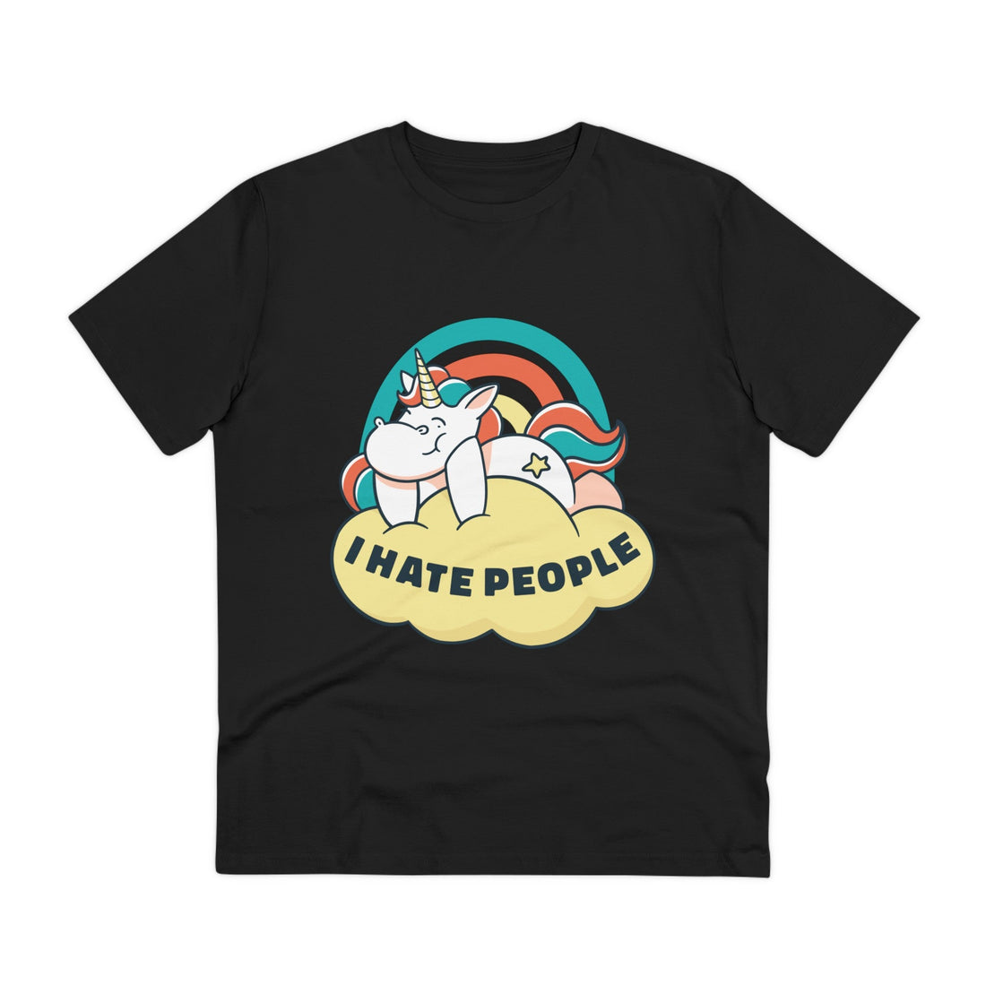 Printify T-Shirt Black / 2XS I hate People - Unicorn World - Front Design