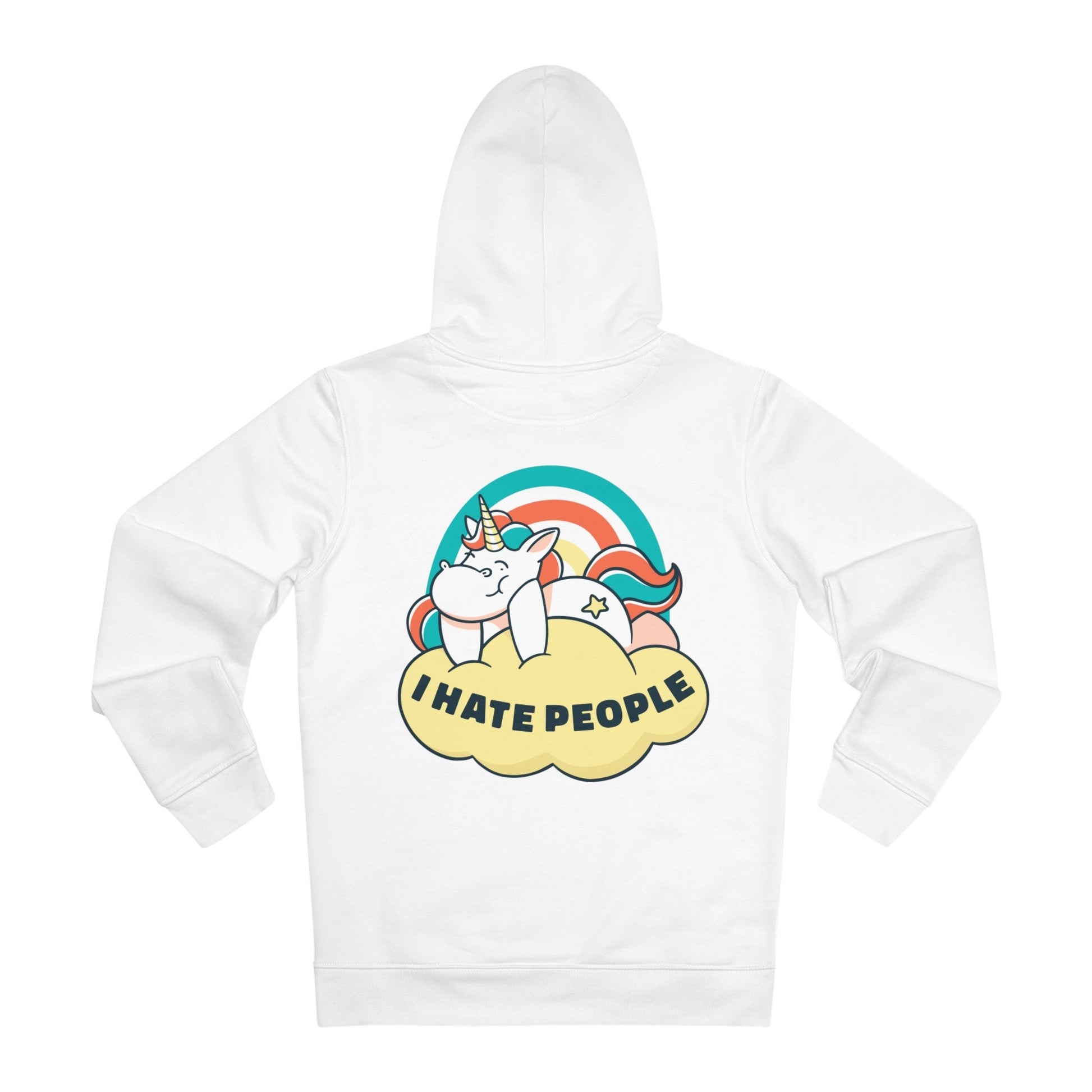 Printify Hoodie White / S I hate People - Unicorn World - Hoodie - Back Design