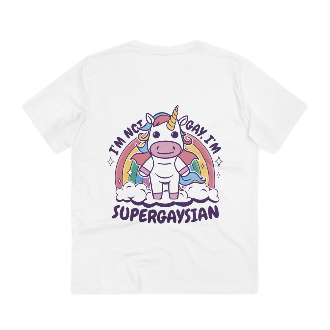 Printify T-Shirt White / 2XS I´m not gay, I´m supergaysian - Unicorn World - Back Design