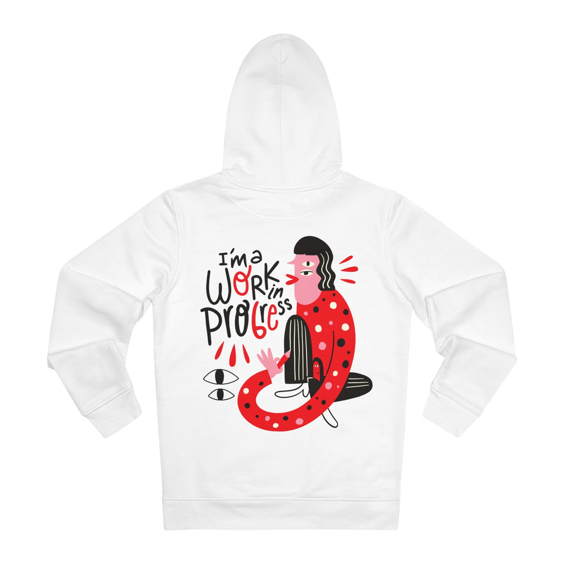 Printify Hoodie White / S I´m work in progress - Weird Characters with Positive Quotes - Hoodie - Back Design