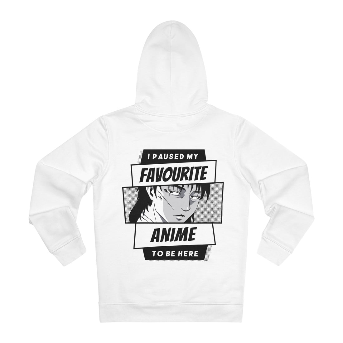 Printify Hoodie White / S I paused my Favourite Anime to be here - Anime World - Hoodie - Back Design