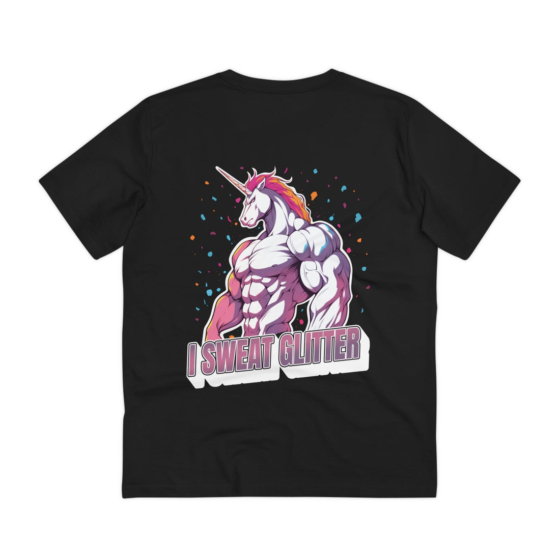 Printify T-Shirt Black / 2XS I sweat glitter - Unicorn World - Back Design