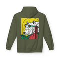 Militärgrüner Unisex Hoodie mit Comic-Mafia Back-Print eines bewaffneten Ice Bear
