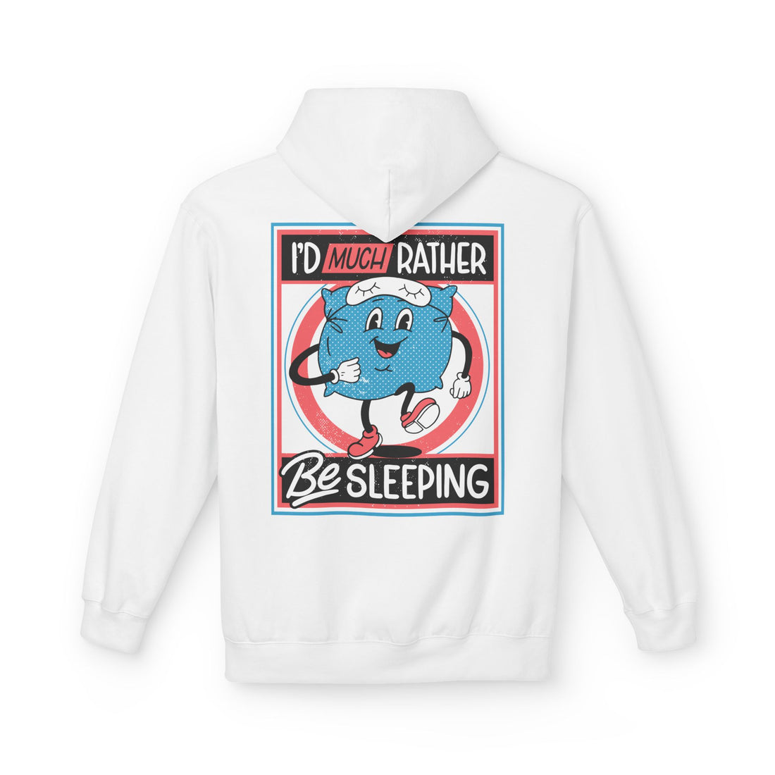 Weißer Unisex Hoodie mit Antisocial-Retro-Back-Print „I’d Much Rather Be Sleeping“