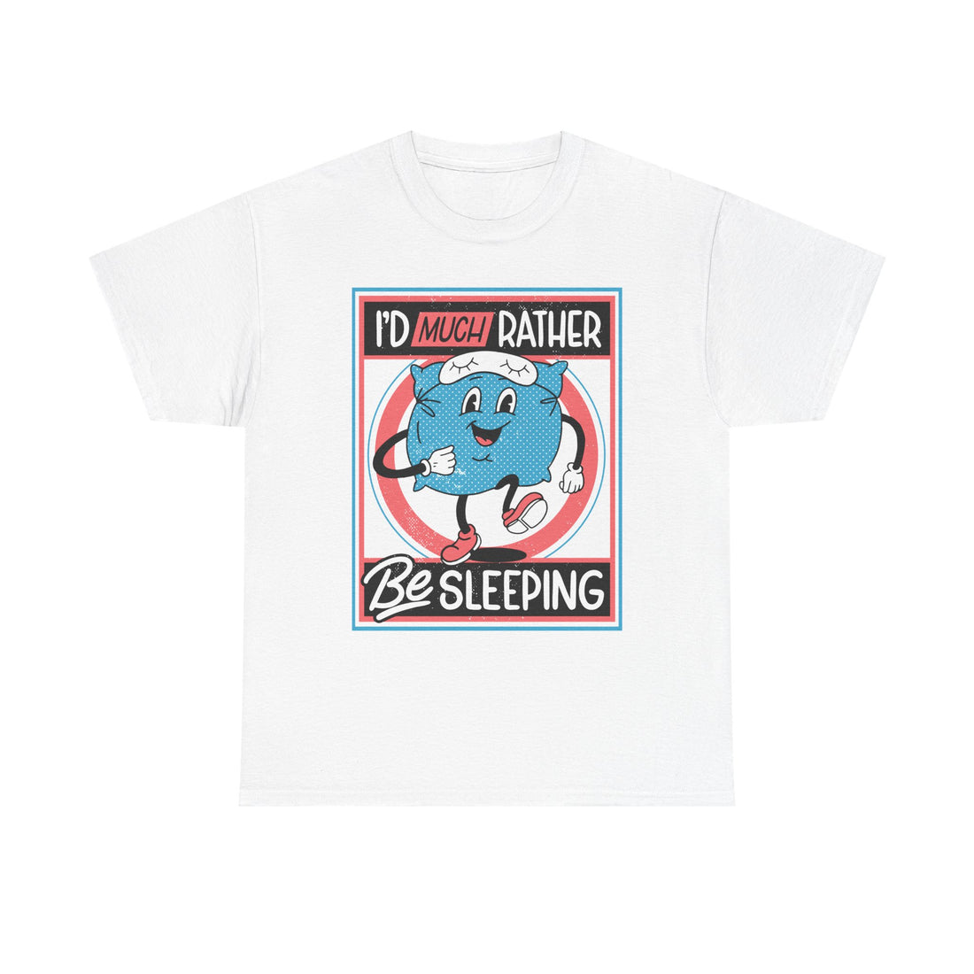 Weißes T-Shirt mit Front Print und dem Statement „I’d much rather be sleeping“ im Antisocial-Retro-Stil