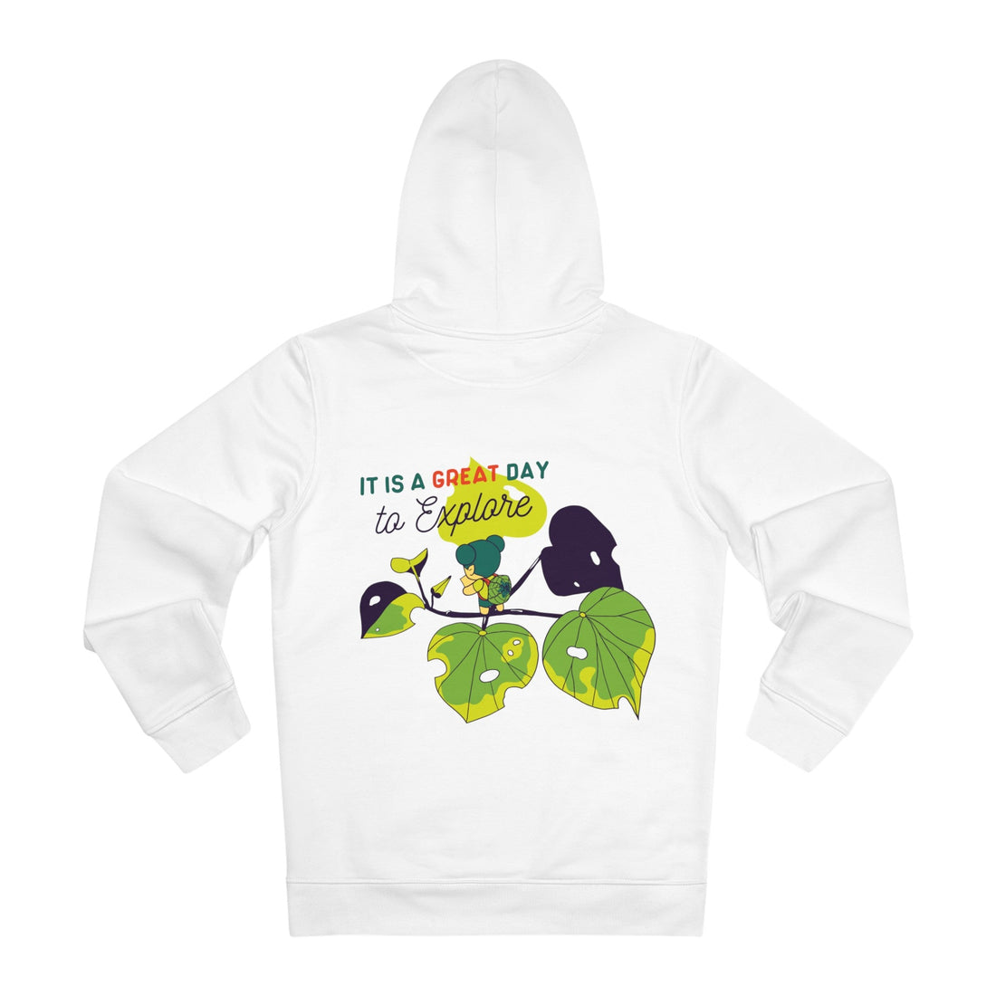 Printify Hoodie White / S It is a great Day to Explore - Little Botanical - Hoodie - Back Design