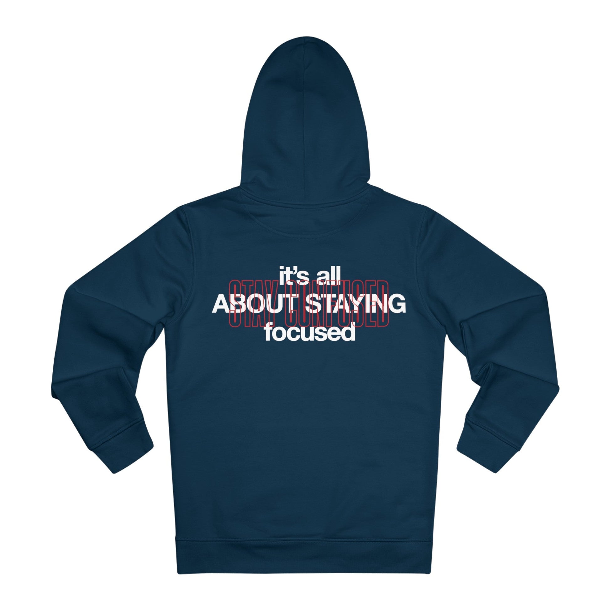 Printify Hoodie French Navy / S its all about staying focused - Streetwear - Berlin Reality - Hoodie - Back Design