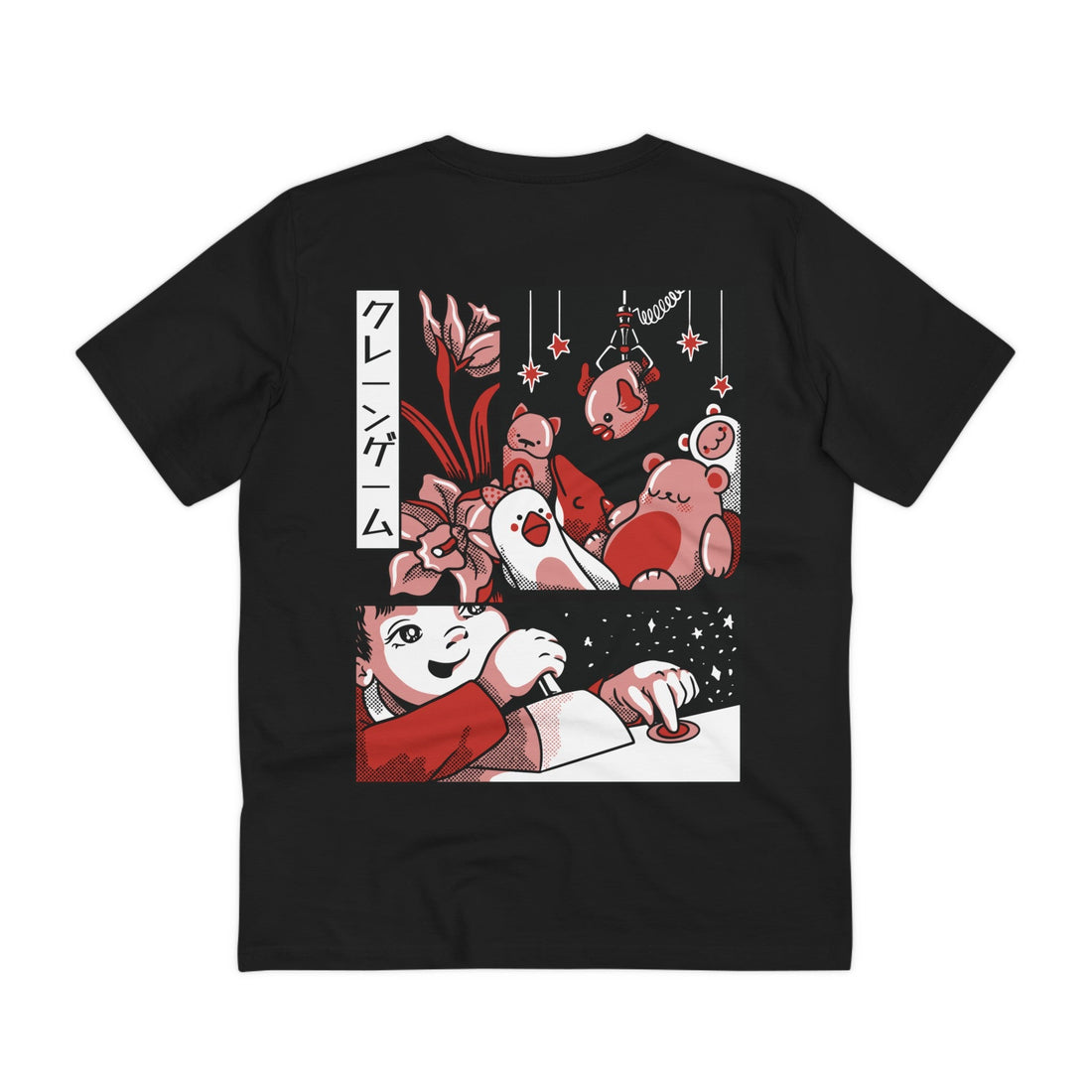 Printify T-Shirt Black / 2XS Japanese Claw Machine Kid - Slice of Life - Back Design