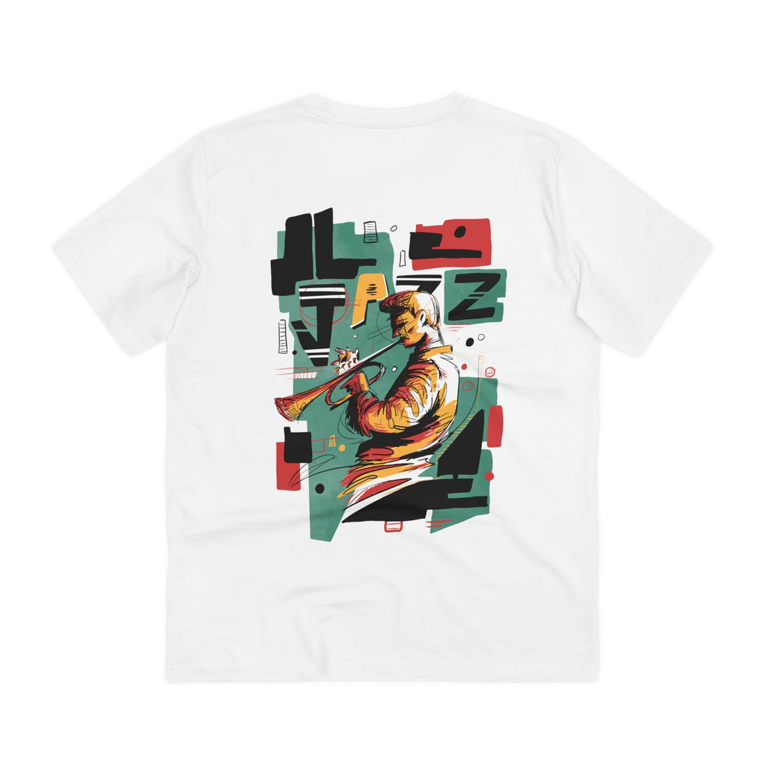 Printify T-Shirt White / 2XS Jazz - Abstract Music - Back Design