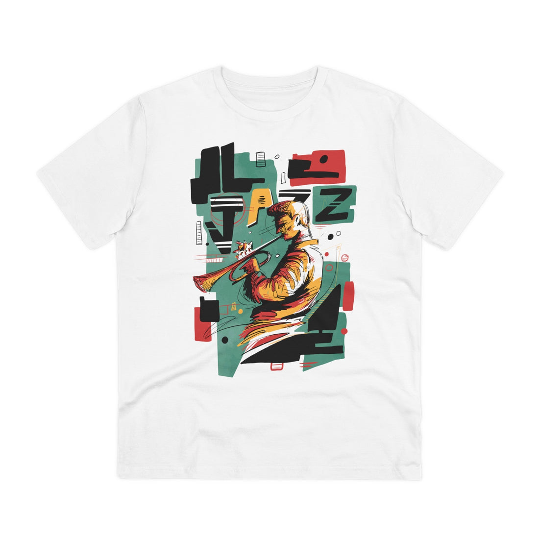 Printify T-Shirt White / 2XS Jazz - Abstract Music - Front Design