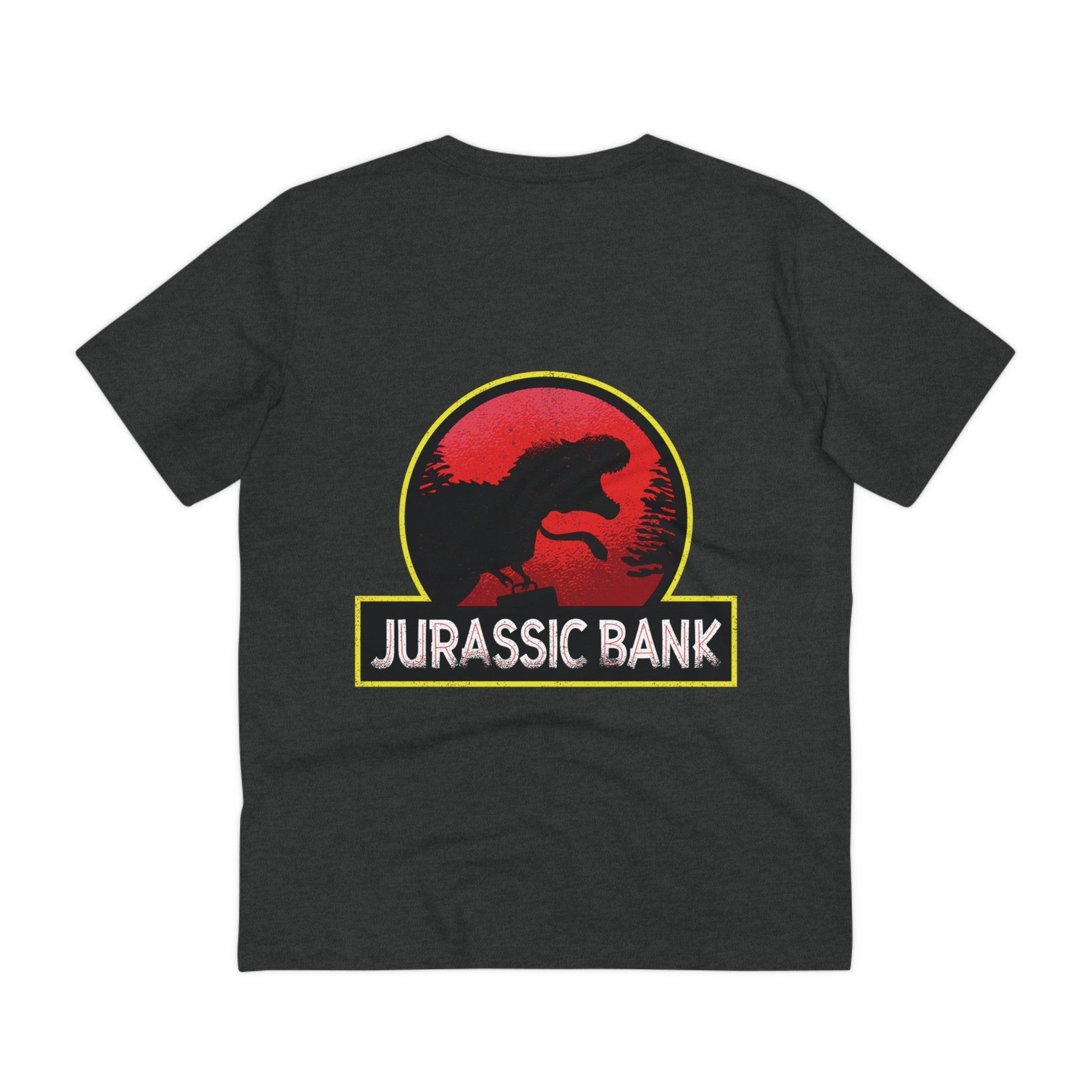 Printify T-Shirt Dark Heather Grey / 2XS Jurassic Bank - Film Parodie - Back Design