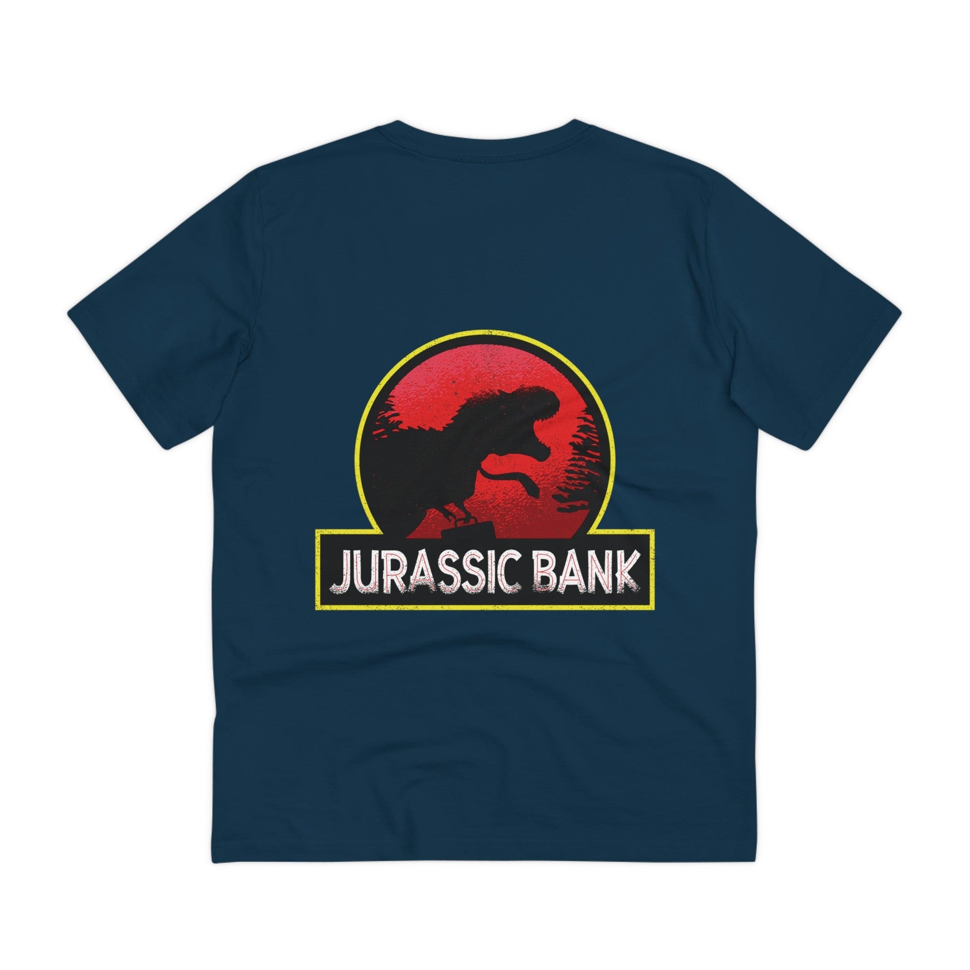 Printify T-Shirt French Navy / 2XS Jurassic Bank - Film Parodie - Back Design