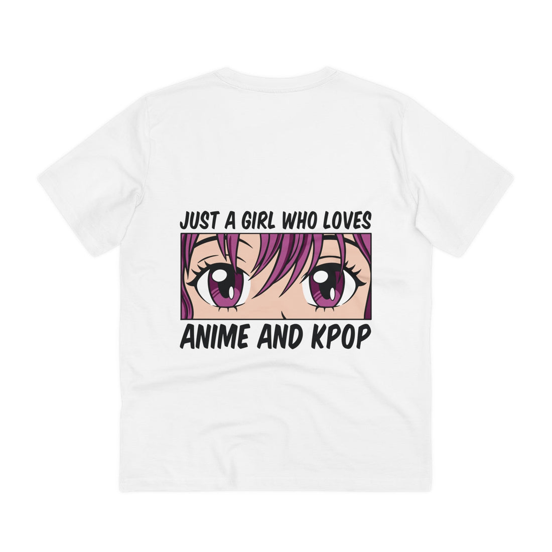 Printify T-Shirt White / 2XS Just a Girl who loves Anime and K-Pop - Anime World - Back Design