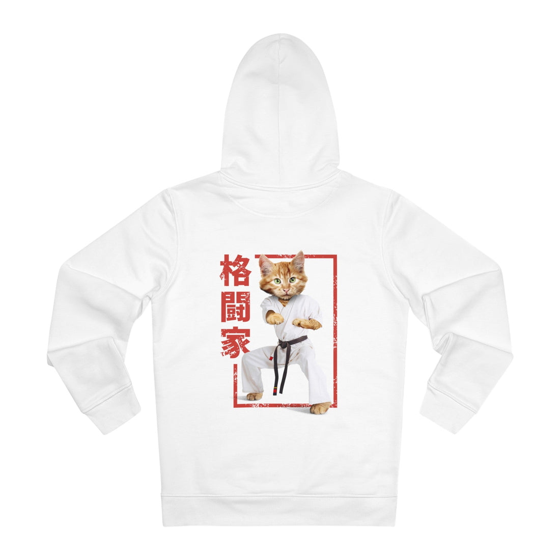 Printify Hoodie White / S Karate Cat - Martial Arts - Hoodie - Back Design