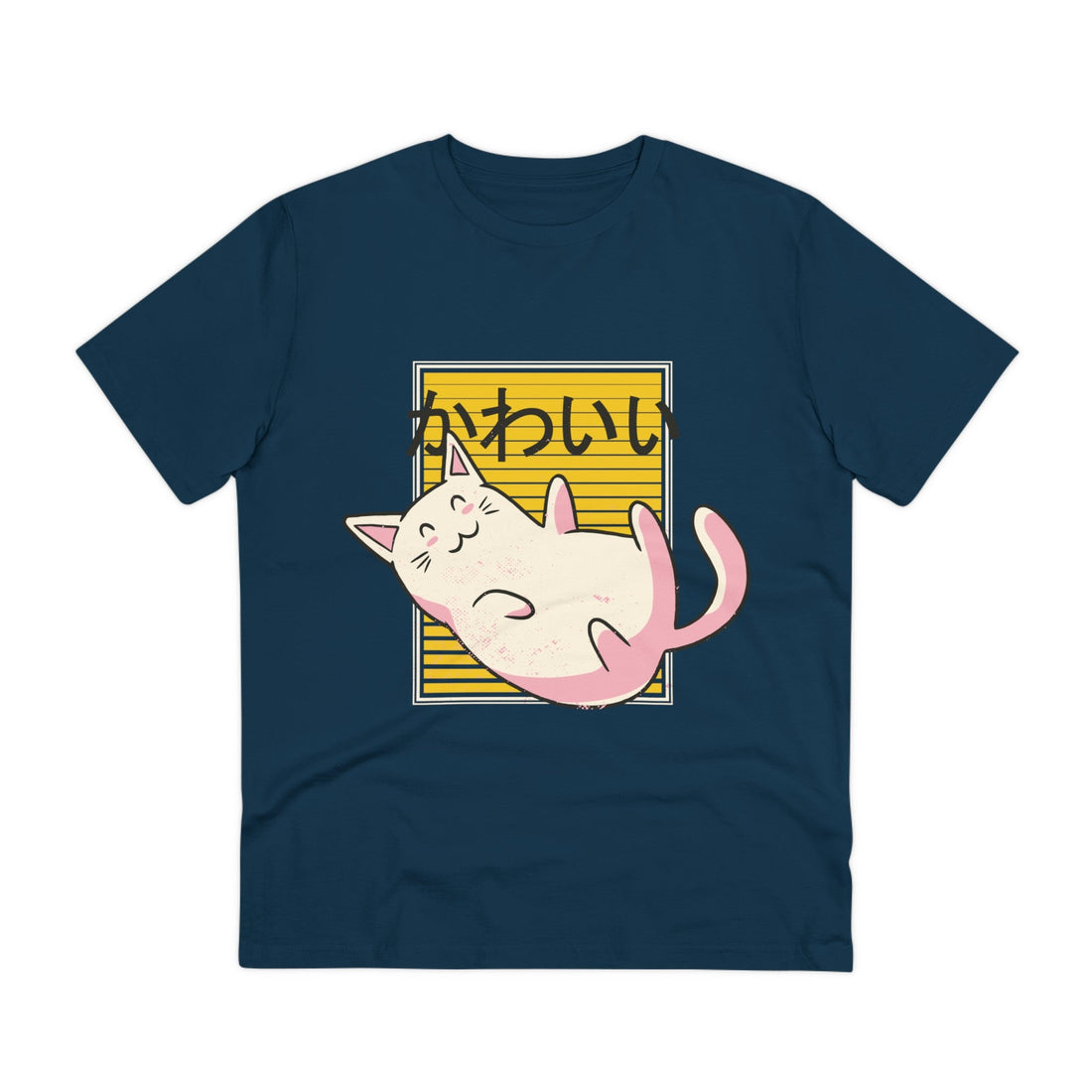 Printify T-Shirt French Navy / 2XS Kawaii Cat - Anime World - Front Design