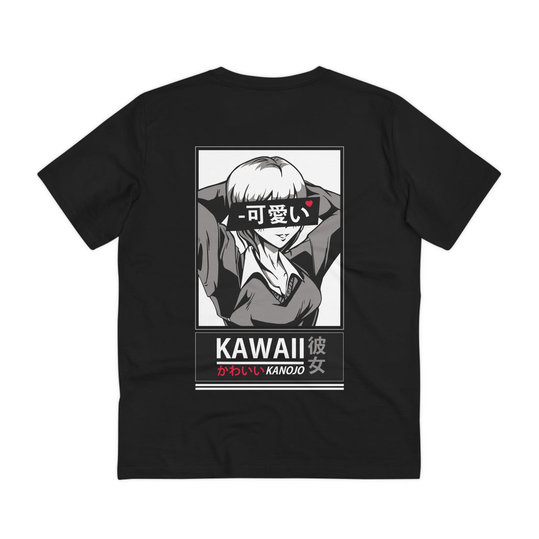 Printify T-Shirt Black / 2XS Kawaii Kanojo - Anime World - Back Design