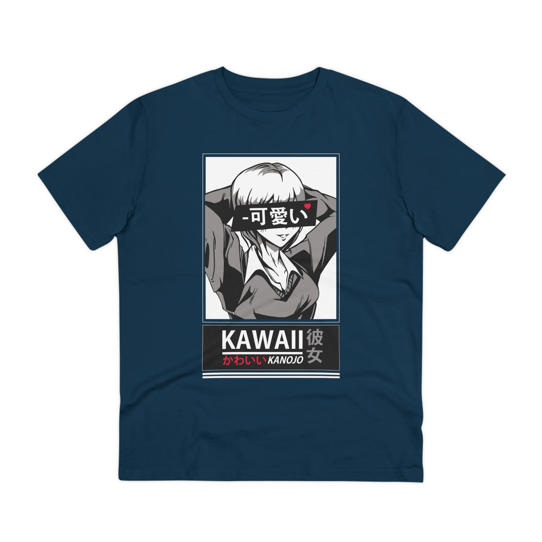 Printify T-Shirt French Navy / 2XS Kawaii Kanojo - Anime World - Front Design