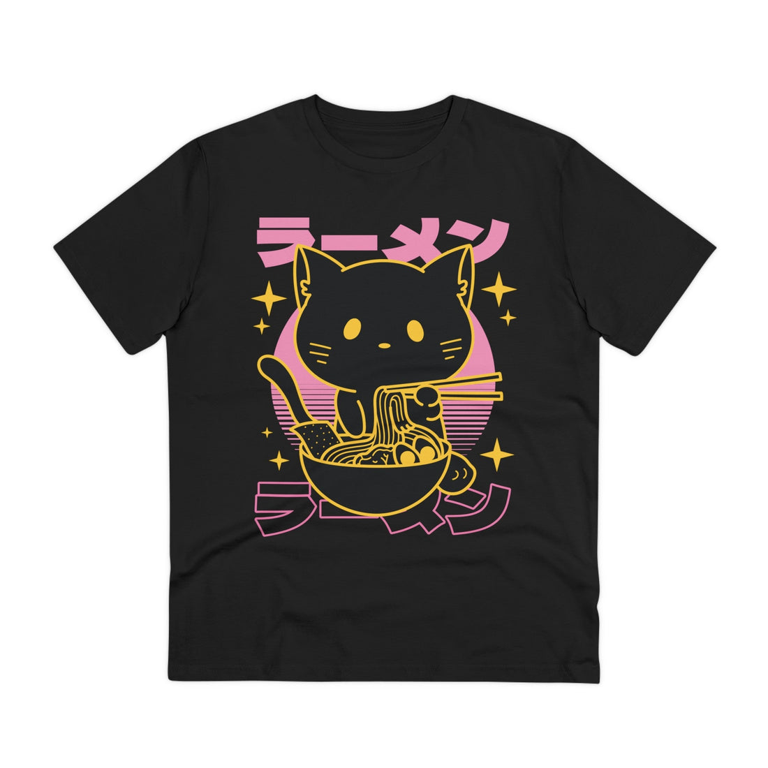 Printify T-Shirt Black / 2XS Kawaii Retro Ramen Cat - Anime World - Front Design