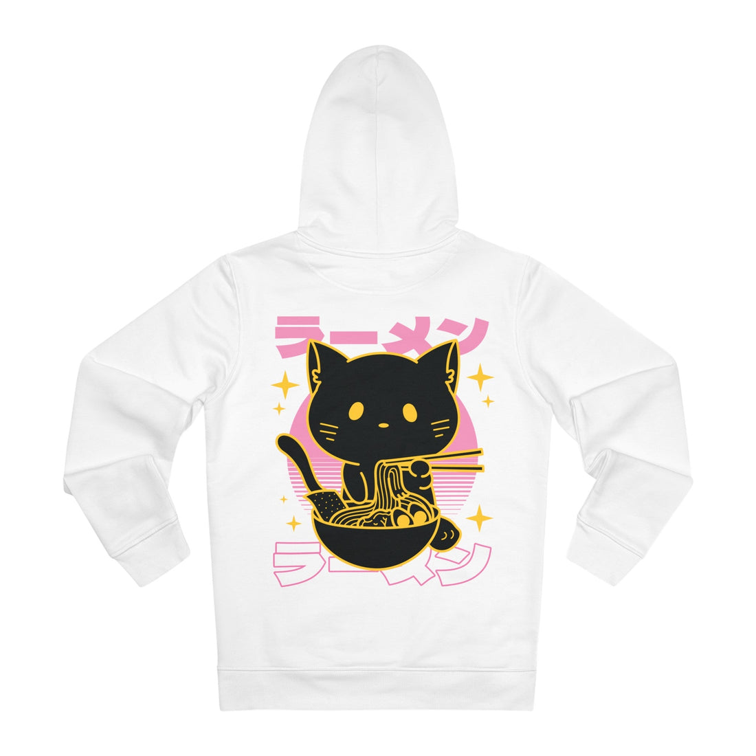 Printify Hoodie White / S Kawaii Retro Ramen Cat - Anime World - Hoodie - Back Design