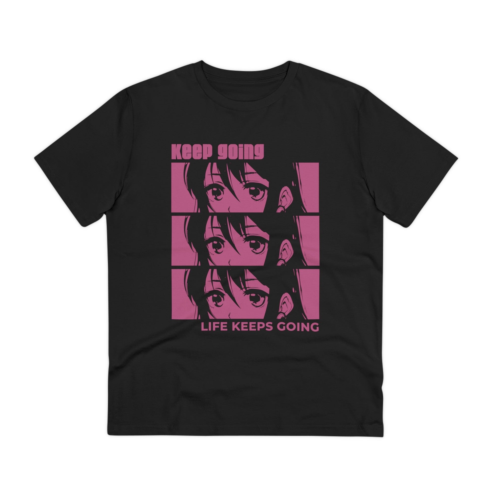 Printify T-Shirt Black / 2XS Keep going life keeps going Girl Face - Anime World - Front Design