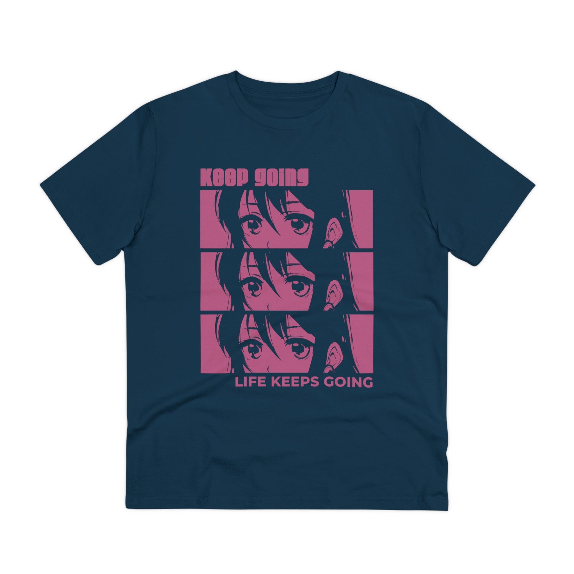 Printify T-Shirt French Navy / 2XS Keep going life keeps going Girl Face - Anime World - Front Design