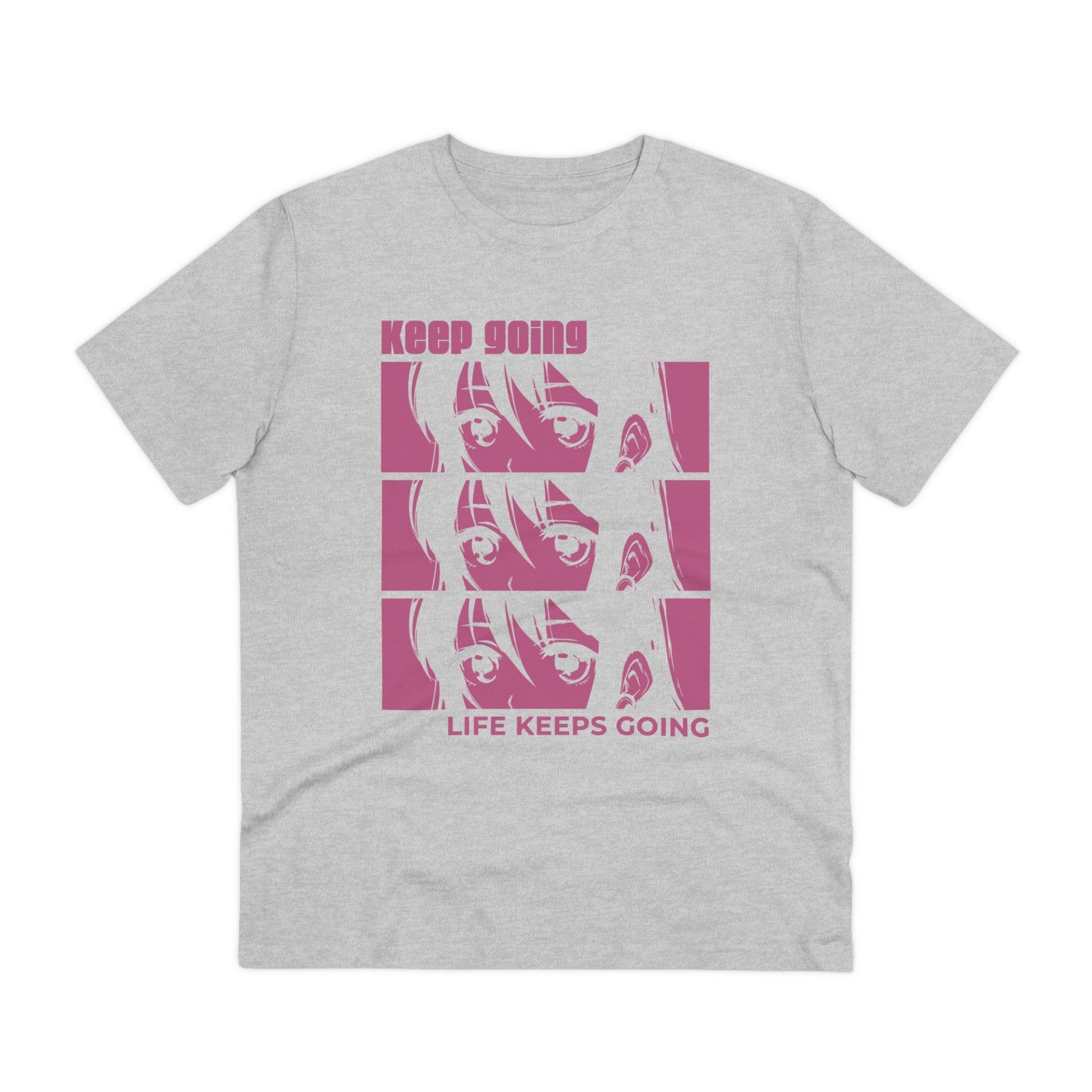 Printify T-Shirt Heather Grey / 2XS Keep going life keeps going Girl Face - Anime World - Front Design