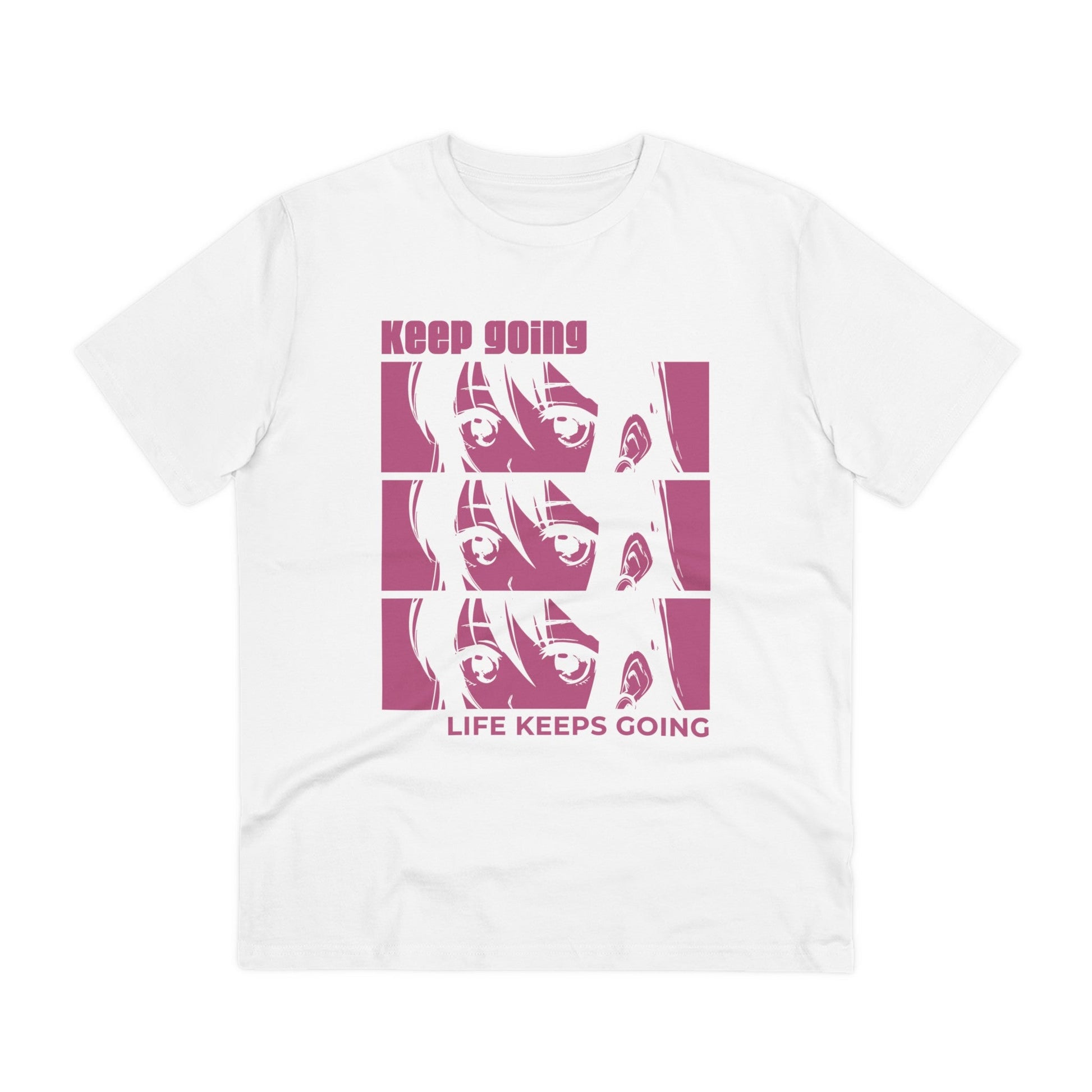 Printify T-Shirt White / 2XS Keep going life keeps going Girl Face - Anime World - Front Design