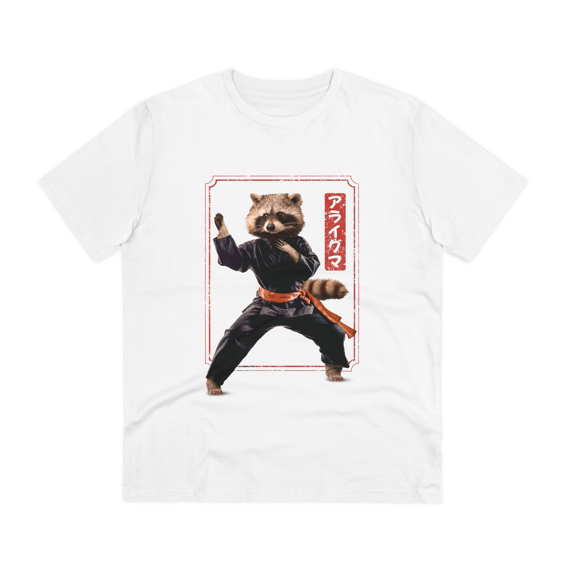 Printify T-Shirt White / 2XS Kung Fu Raccon - Martial Arts - Front Design