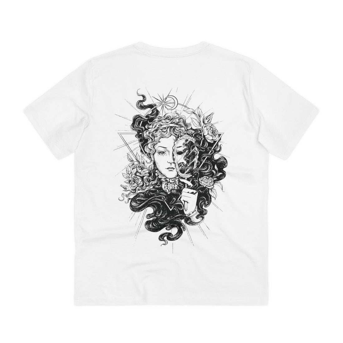 Printify T-Shirt White / 2XS Lady Darkness - Hand Drawn Dark Gothic - Back Design