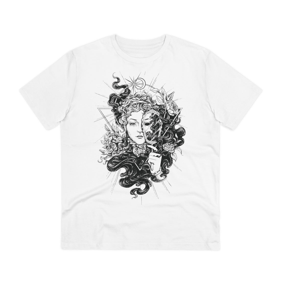 Printify T-Shirt White / 2XS Lady Darkness - Hand Drawn Dark Gothic - Front Design