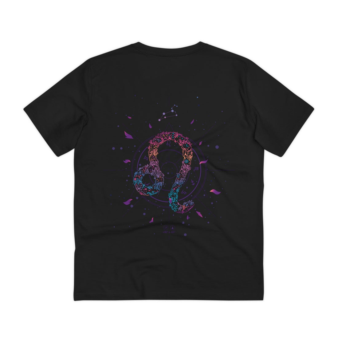Printify T-Shirt Black / 2XS Leo Zodiac - Floral Zodiac Signs - Back Design